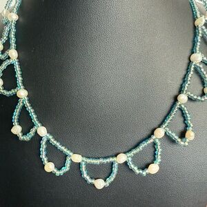 Pearl and bead Scalloped Design necklace